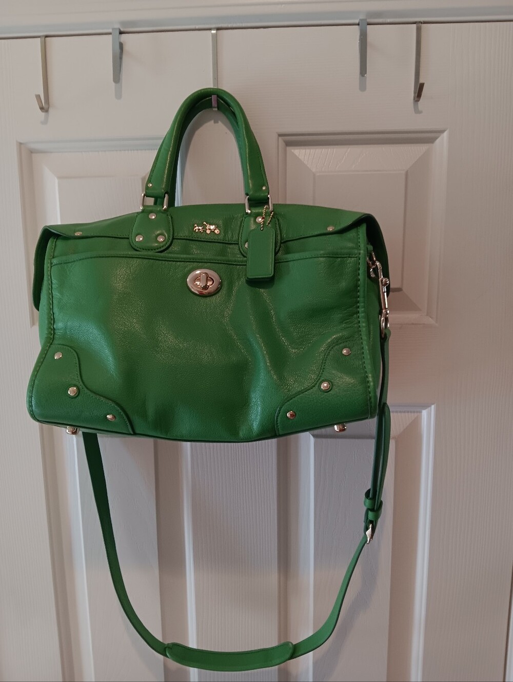 Coach 33689 Grain Leather Rhyder Satchel Bag Grass Green